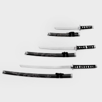 Макет оружия &laquo;Сувенирные катаны на подставке 3в1. Чёрный дракон&raquo;, подарочный набор, ножны дерево, 51 см; 71 см; 100 см