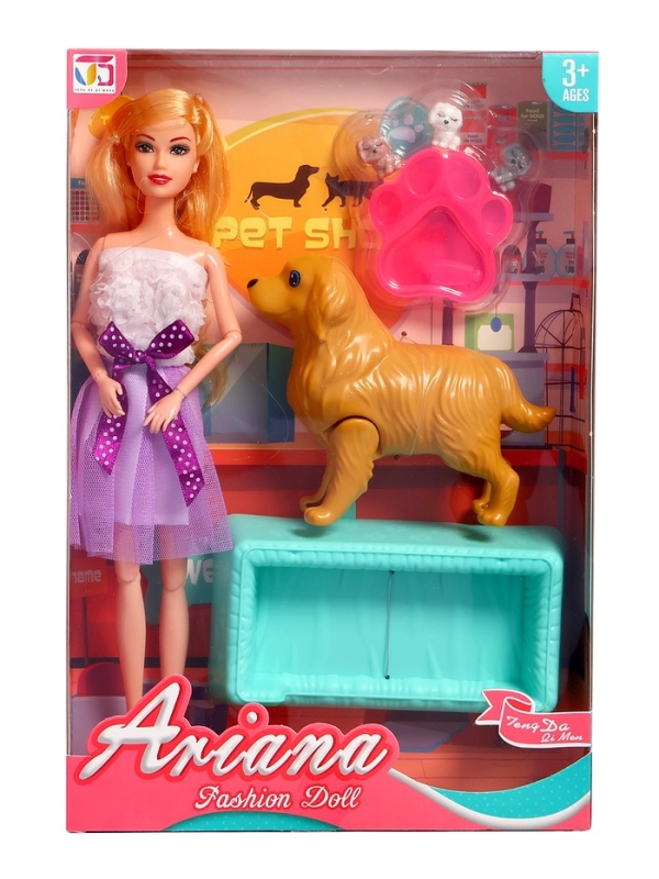 Кукла-модель "Прогулка со щеночками" с аксессуарами