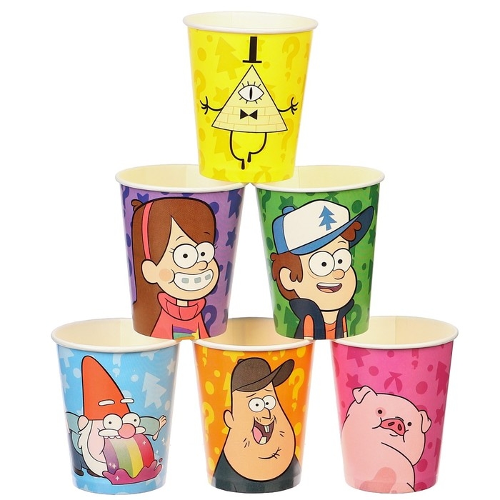 Набор стаканов одноразовых &laquo;С Днем Рождения!&raquo;, 250 мл, 6 штук, Гравити Фолз