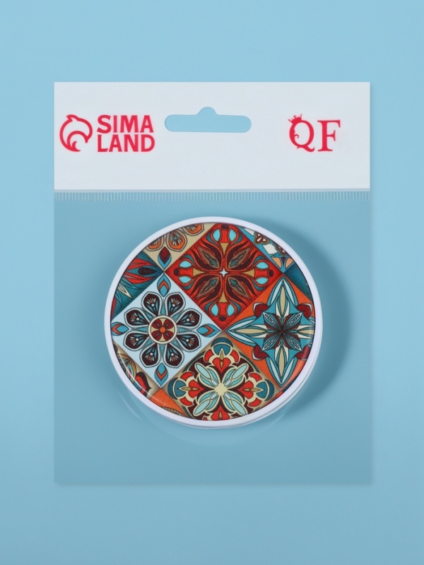 Зеркало складное &laquo;Витраж&raquo;, d = 7,3 см, цвет оранжевый/синий