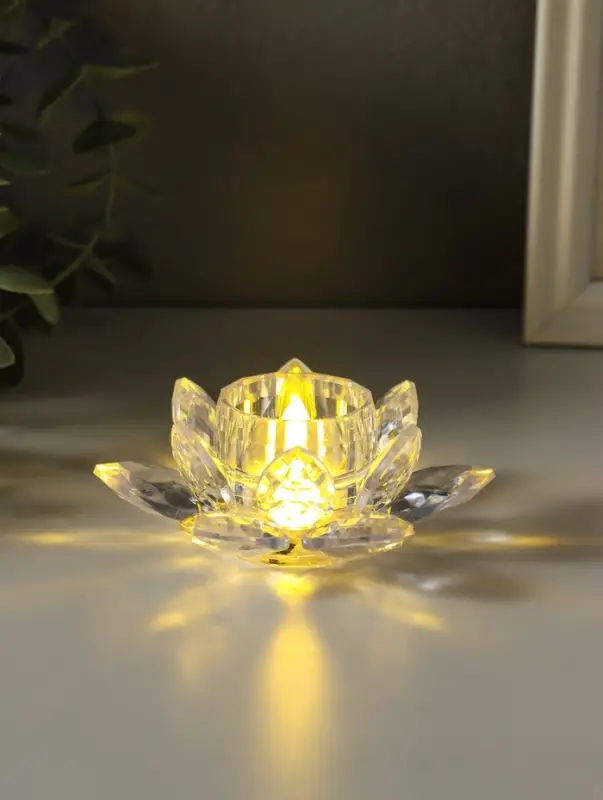Светодиодная свеча LED "Свеча в лотосе" 3хLR1130, прозрачный 10,5х10,5х4,5 см
