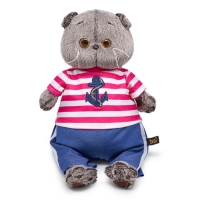 Мягкая игрушка "Басик в полосатой футболке с якорем", 19 см Ks19-266