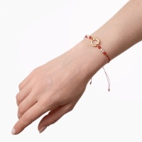 Браслет-оберег &laquo;Красная нить&raquo; женский, защита, кольцо, бело-красный в золоте, d=6