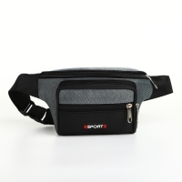 Сумка поясная на молнии, 3 наружных кармана, цвет серый/чёрный Сумка поясная на молнии, 3 наружных кармана, цвет серый/чёрный