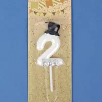 Свеча для торта &laquo;Джентельмен&raquo;, цифра 2, белая
