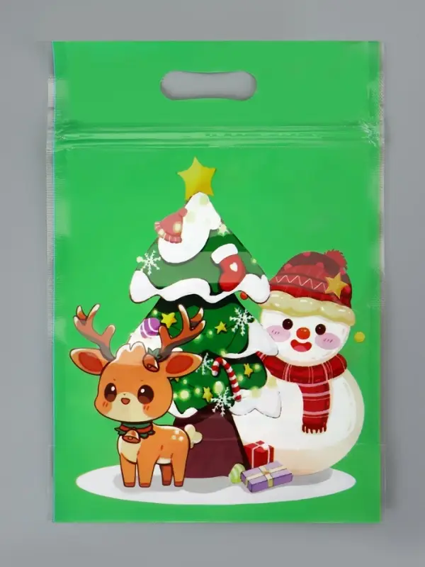 Пакет подарочный, с zip-lock застежкой, "Снеговик и его друзья", 15х22см МИКС