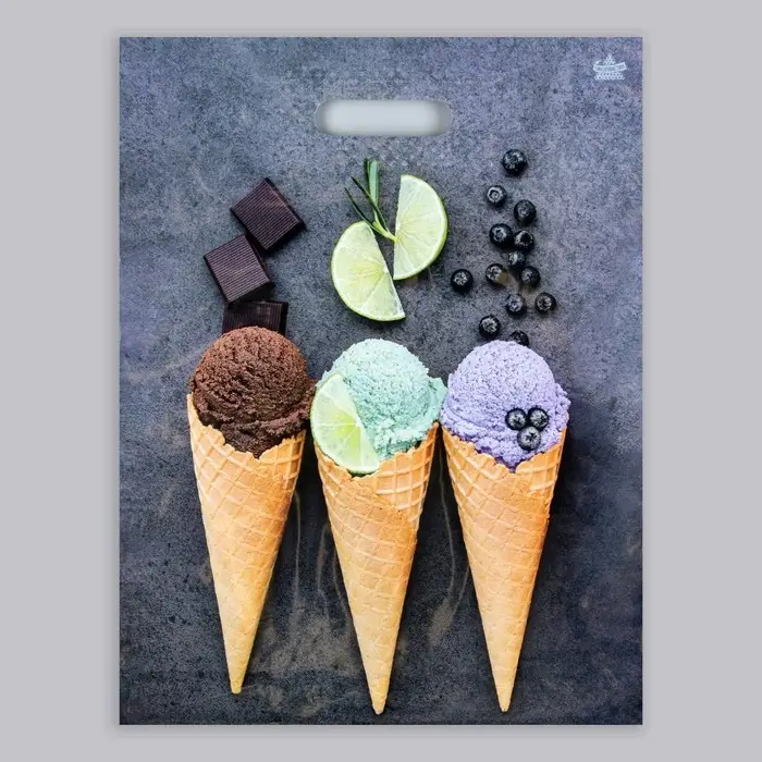 Пакет &laquo;Мороженое&raquo;, полиэтиленовый, с вырубной ручкой, 31&times;40 см, 60 мкм