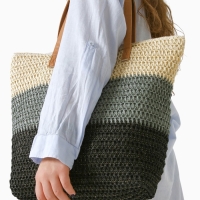 Сумка пляжная Полосы, 47*12*35, отд на молнии, подкладка, беж/серый/черный