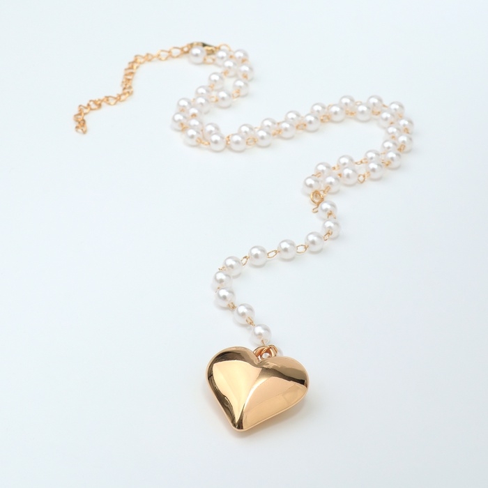 Кулон с жемчугом &laquo;Сердце&raquo; макси, цвет золото, 40см