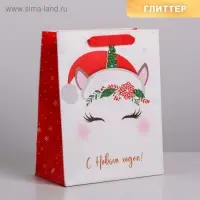 Пакет подарочный новогодний ламинированный &laquo;Новогодний единорожка&raquo;, MS 18 х 23 х 10 см