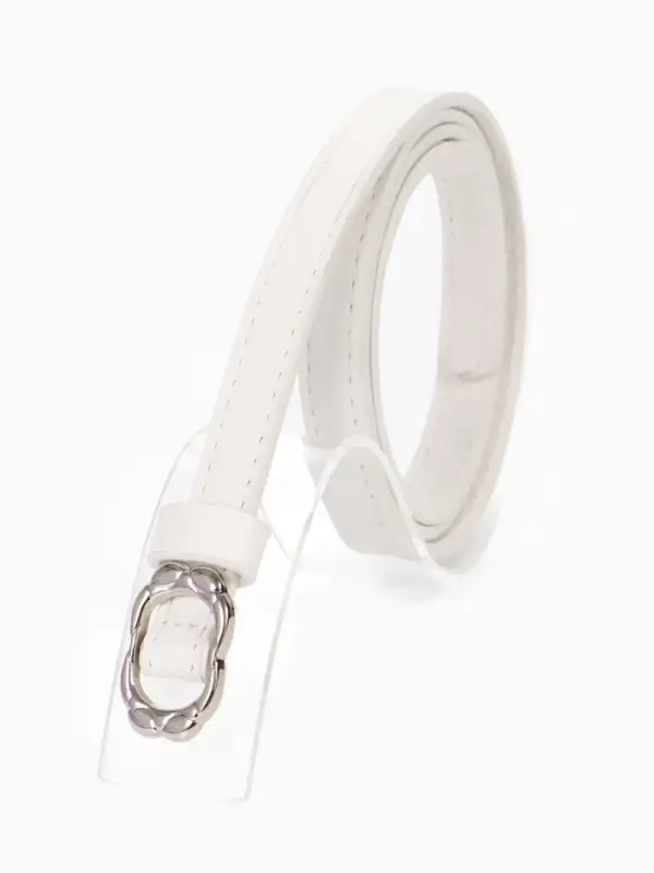 Ремень жен 02-01-02-01, Сент0425,  1,4*0,2*105 см, пряжка металл, белый