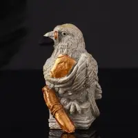 Фигура "Ворон с книгами" 8 см, серый с бронзой