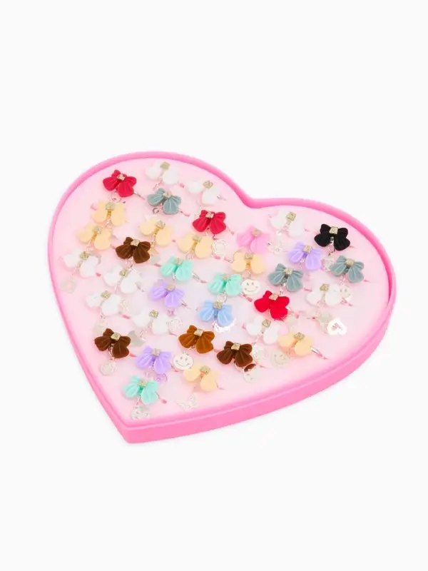 Кольцо &laquo;Выбражулька&raquo; бант с подвеской, МИКС, безразмерное (фас. 36 шт.)