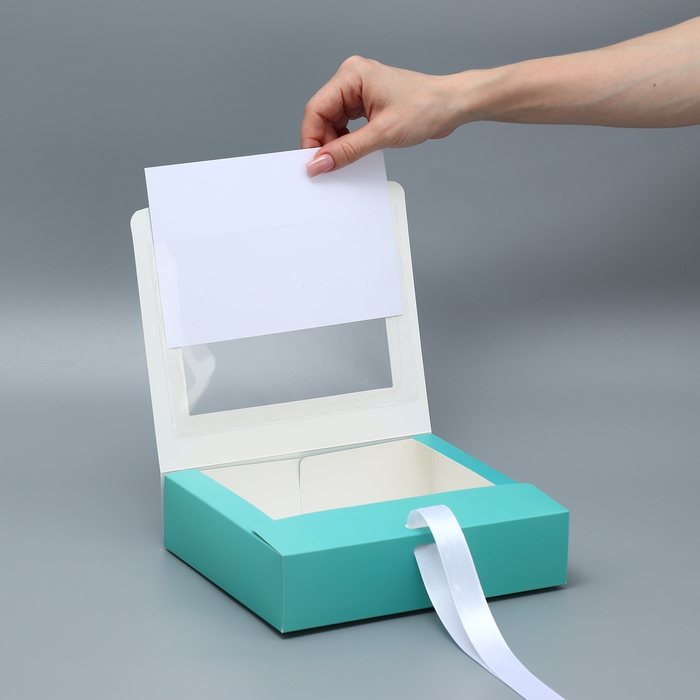 Коробка-фоторамка подарочная складная, упаковка, &laquo;Тиффани&raquo;, 20 х 18 х 5 см