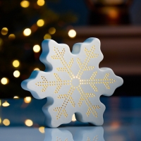 Светодиодная фигура "Снежинка" 13.2х11.6х4 см, 1 LED, LR44x3(в компл.), свечение тёплое белое