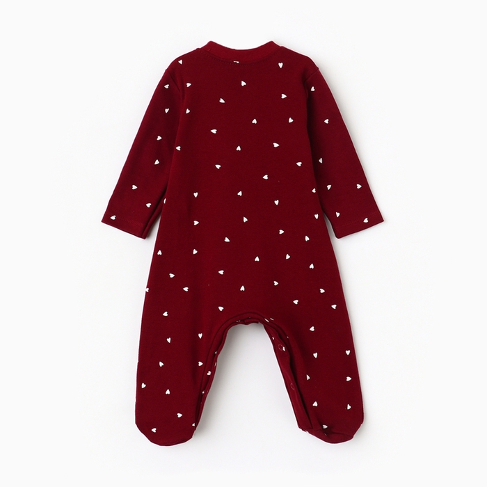 Комбинезон детский с открытыми ножками "Мишка", цвет бордовый, рост 74