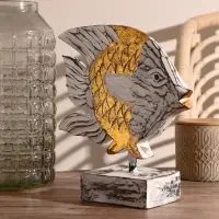 Сувенир "Золотая рыбка" дерево, на подставке 15х9х25 см