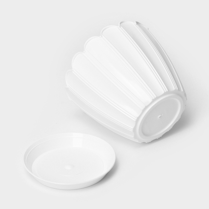 Горшок для цветов с поддоном «Хризантема», 0,6 л, d=11 см, h=9,5 см, цвет белый Горшок для цветов с поддоном «Хризантема», 0,6 л, d=11 см, h=9,5 см, цвет белый