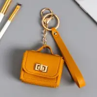 Брелок кожзам с карабином, с ремешком "Сумочка" жёлтый 6,2х2,5х7 см