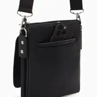 Сумка планшет муж, 19*2*23, 2 отд на молнии,  н/карм, длин рег ремень, черный