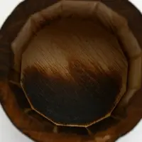 Стеклянная ваза с деревянной подставкой, 10х25,5х10 см