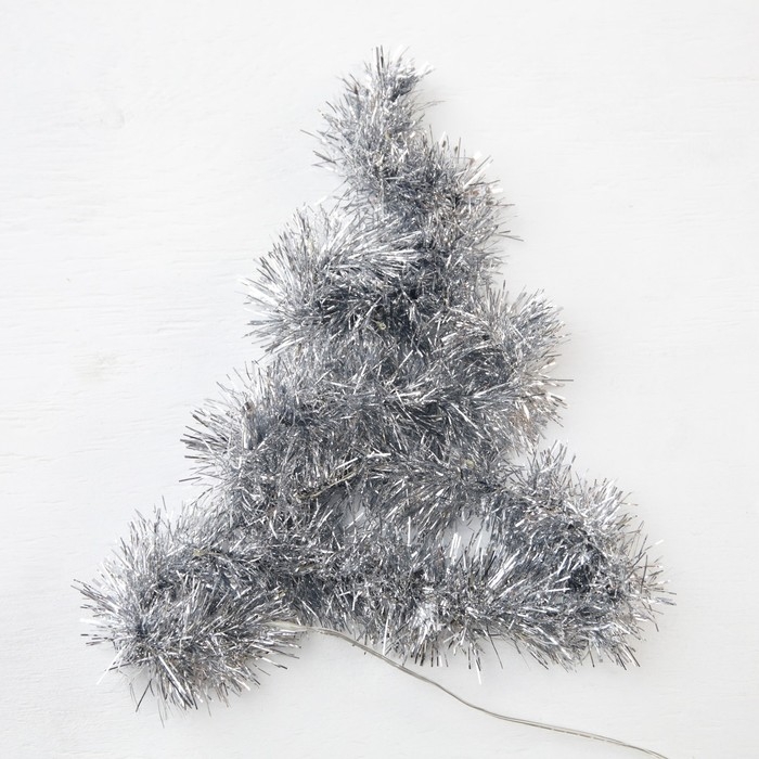 Гирлянда &laquo;Мишура&raquo; 1 м роса, IP20, серебристая нить, 22 LED, 6 слоёв, d=7 см, батарейки CR2032х2 (в комплекте), свечение белое