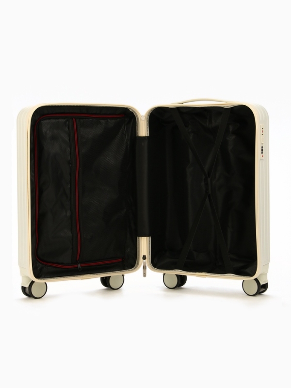 Чемодан 20", PС, 34*22*56, отд на молнии, код замок, 4 колеса, белый