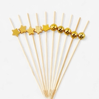 Шпажки для канапе &laquo;Звезды и Бусины&raquo; бамбук, цвет золото, 100 шт.