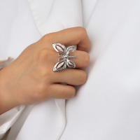 Кольцо металл «Бабочка» контур, цвет серебро, безразмерное Кольцо металл «Бабочка» контур, цвет серебро, безразмерное