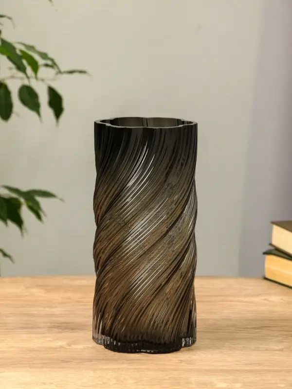 Ваза стекло настольная "Бриджит" 24х11 см, серый