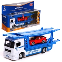 Машина металлическая KAMAZ &laquo;Автовоз полиция&raquo;, 20см, подвижные детали, свет, звук