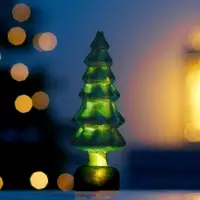 Фигура светодиодная "Елочка бархатная зеленая", 1 LED, 15х6 см, от бат. 3xAG13, Т/БЕЛЫЙ