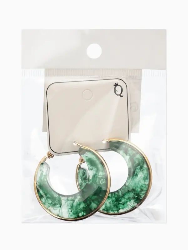 Серьги-кольца акрил "Тренд", цвет изумрудный в золоте