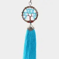Брелок ловец снов "Древо жизни" 19 см, цв. голубой
