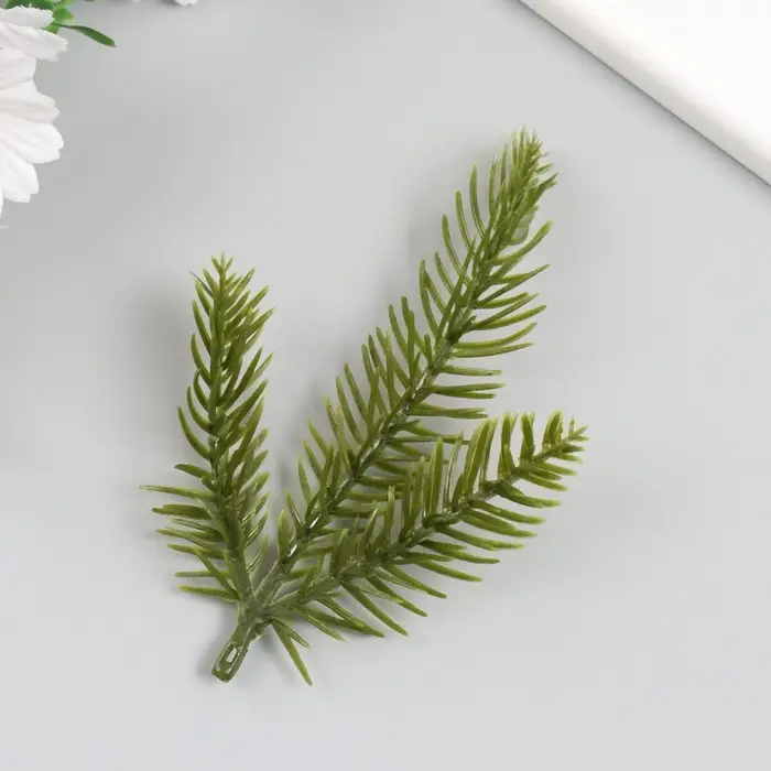 Декор для творчества "Тройная еловая веточка" светло-зелёная 15,5 см   9022550
