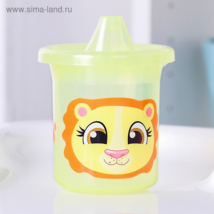 Поильник детский &laquo;Львенок Лео&raquo;, с твёрдым носиком, 200 мл, цвет желтый