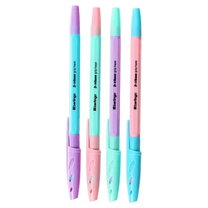 Ручка шариковая Berlingo Tribase grip haze, стержень синий 0.7 мм, грип, корпус МИКС