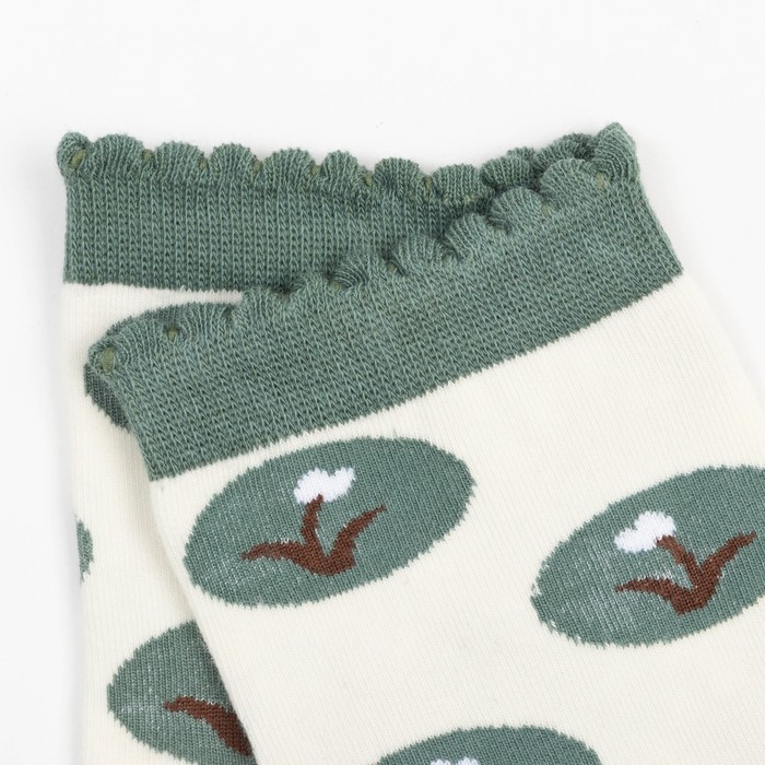 Носки женские MINAKU &laquo;Подснежники&raquo;, цвет зелёный, размер 36-39 (23-25 см)