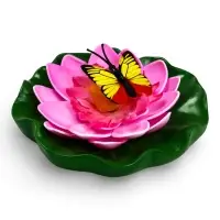 Садовая фигура 10 х 11 х 6 см  водоплавающая  "Лотос с бабочкой"