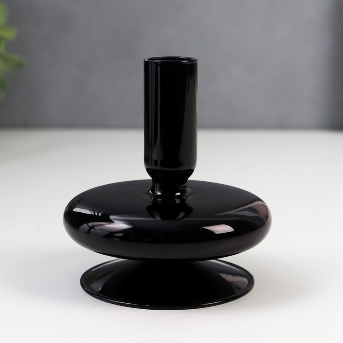 Подсвечник стекло на 1 свечу "Эсон" чёрный d=1 см 11 см
