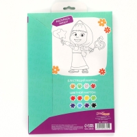 Картон цветной с блёстками, А4, 12 листов, 12 цветов, немелованный, двусторонний, в папке, 250 г/м², Маша и Медведь Картон цветной с блёстками, А4, 12 листов, 12 цветов, немелованный, двусторонний, в папке, 250 г/м², Маша и Медведь