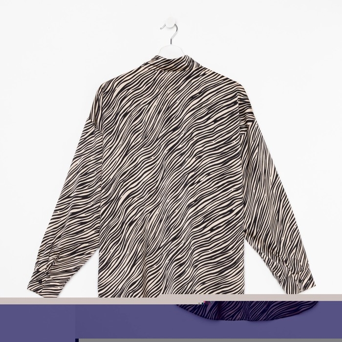 Блузка женская, цвет экрю, принт зебра, размер 46