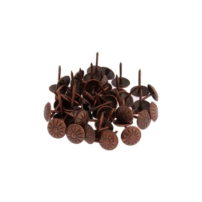 Гвозди ТУНДРА, декоративные, обивочные, фактурные, 11&times;16 мм, медь, фасовка 50 шт.