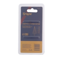 Сверло ступенчатое ТУНДРА, HSS, TiN, трехгранный хвостовик, 9 - 36 мм