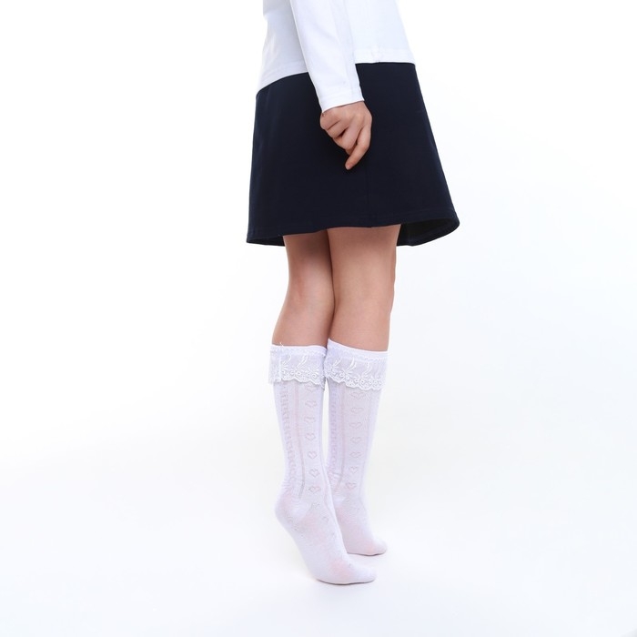 Гольфы детские ажурные с рюшей, цвет белый, размер 18 Гольфы детские ажурные с рюшей, цвет белый, размер 18