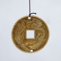 Музыка ветра металл "Монета" 4 трубки 5 колокольчиков 60х8,3 см