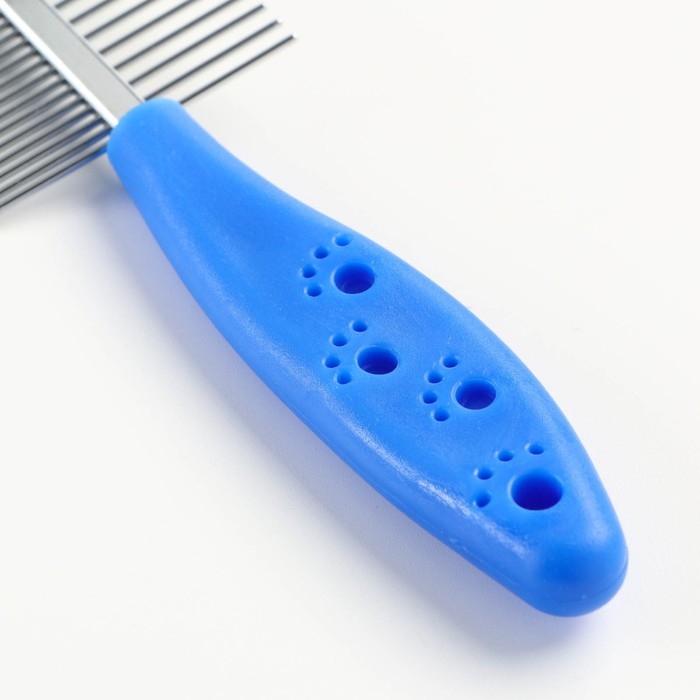 Расчёска двухсторонняя Расчёска двухсторонняя "Лапки" с прямыми зубьями, пластиковая ручка, синяя