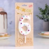 Свеча в торт на день рождения &laquo;Конфетти&raquo;, цифра "6" , ГИГАНТ, 9 см