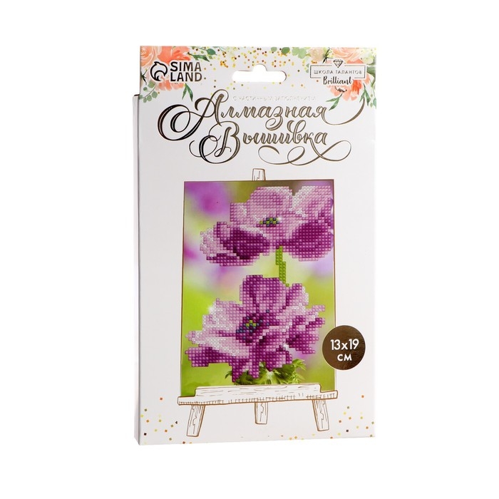 Алмазная мозаика с частичным заполнением на подставке &laquo;Цветы&raquo;, 13 х 19 см, картон