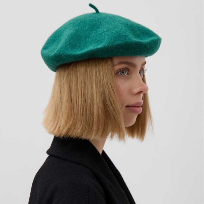Берет женский MINAKU, цвет изумрудный, р-р 54-56